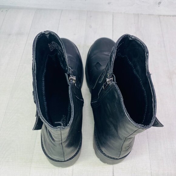 AU Air Underground Womens CARMINE Side Zip Black Combat Biker Boots Size 9.5 M - Picture 6 of 16